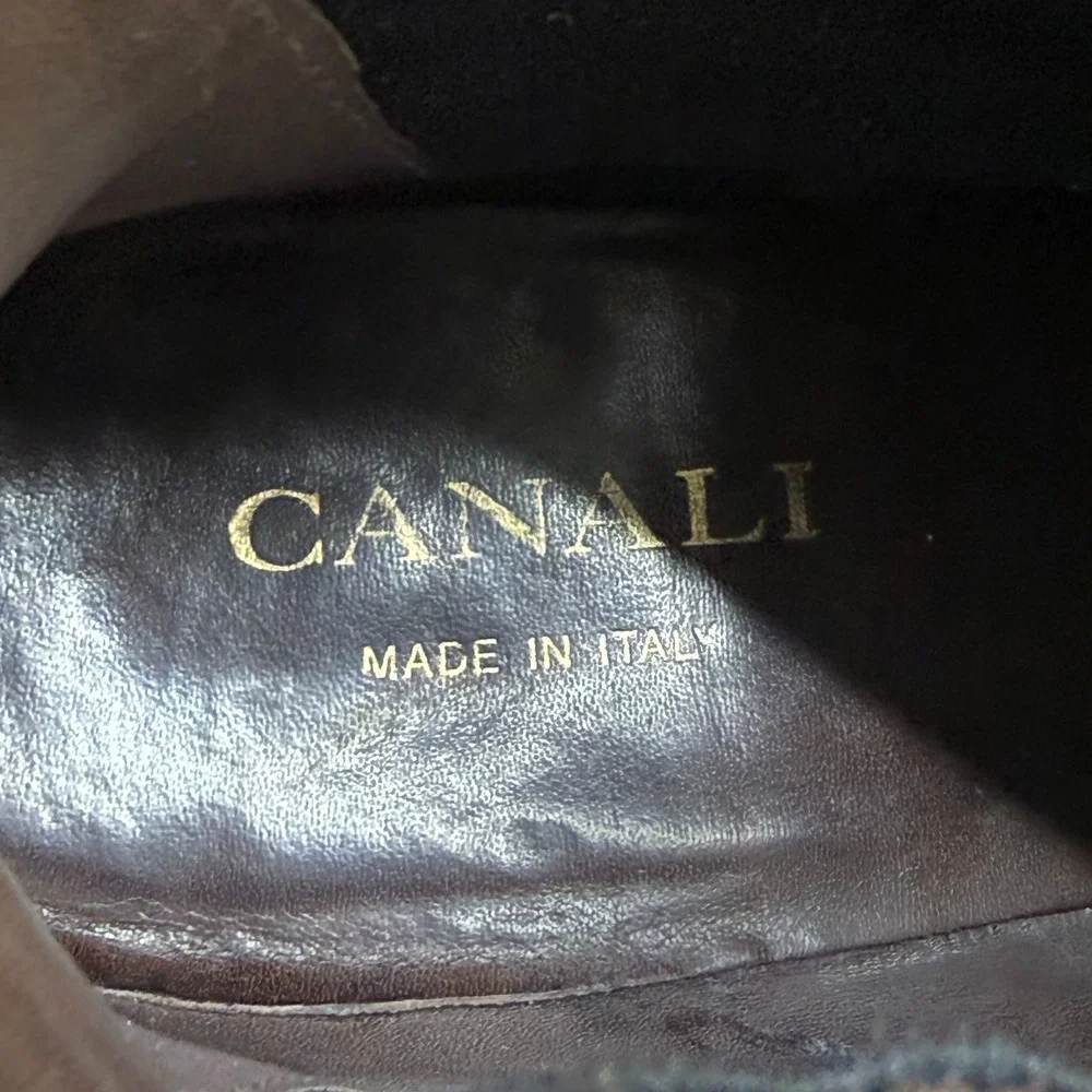 CANALI Wingtip Medallion Chelsea Boots Mens 8.5 EU 41.5 FLAWED Brown Leather Lug